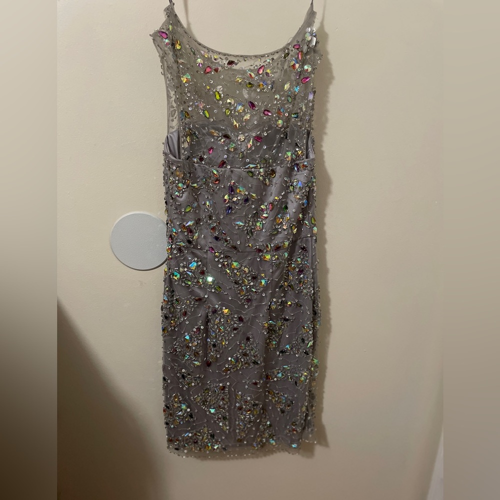 Mishél Couture Gray Dress with Embellishments Size 4 - Picture 4 of 4